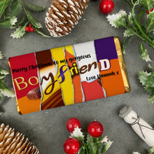 Load image into Gallery viewer, Merry Christmas Boyfriend Novelty Personalised Chocolate Bar