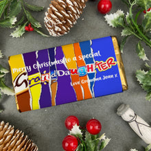 Load image into Gallery viewer, Merry Christmas Granddaughter Novelty Personalised Chocolate Bar
