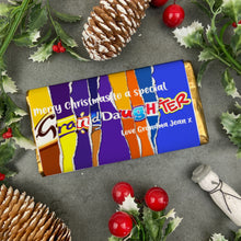 Load image into Gallery viewer, Merry Christmas Granddaughter Novelty Personalised Chocolate Bar