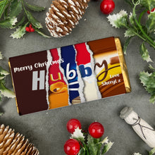 Load image into Gallery viewer, Merry Christmas Hubby Novelty Personalised Chocolate Bar