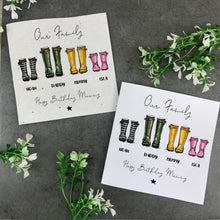 Load image into Gallery viewer, Wellie Family Happy Birthday card
