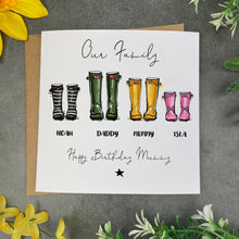 Load image into Gallery viewer, Wellie Family Happy Birthday card