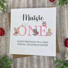 Load image into Gallery viewer, Personalised Woodland Animals 1st Birthday Card