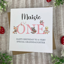 Load image into Gallery viewer, Personalised Woodland Animals 1st Birthday Card