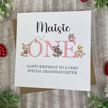 Load image into Gallery viewer, Personalised Woodland Animals 1st Birthday Card