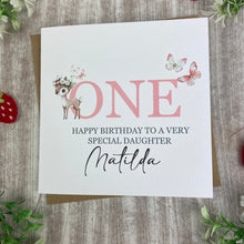 Load image into Gallery viewer, Personalised Woodland Deer 1st Birthday Card