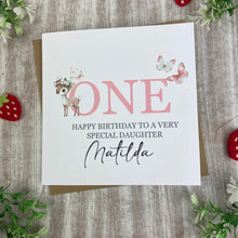 Load image into Gallery viewer, Personalised Woodland Deer 1st Birthday Card