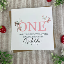 Load image into Gallery viewer, Personalised Woodland Deer 1st Birthday Card