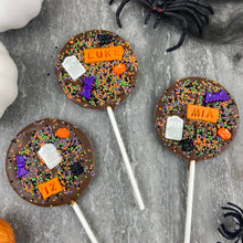 Load image into Gallery viewer, Personalised Belgium Chocolate Halloween Lollipops