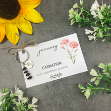 Load image into Gallery viewer, Birth Flower & Birthstone Keyring