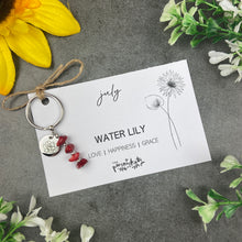Load image into Gallery viewer, Birth Flower & Birthstone Crystal Chip Keyring
