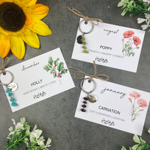 Load image into Gallery viewer, Birth Flower & Birthstone Keyring