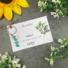 Load image into Gallery viewer, Birth Flower & Birthstone Keyring