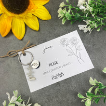 Load image into Gallery viewer, Birth Flower & Birthstone Crystal Chip Keyring