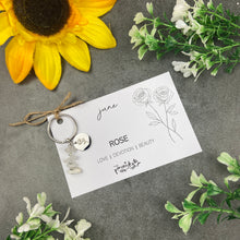 Load image into Gallery viewer, Birth Flower & Birthstone Crystal Chip Keyring