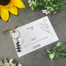 Load image into Gallery viewer, Birth Flower & Birthstone Crystal Chip Keyring
