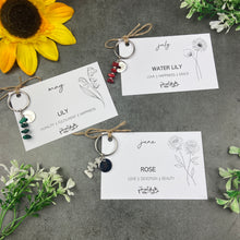 Load image into Gallery viewer, Birth Flower & Birthstone Crystal Chip Keyring-The Persnickety Co