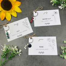 Load image into Gallery viewer, Birth Flower & Birthstone Crystal Chip Keyring