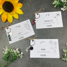 Load image into Gallery viewer, Birth Flower & Birthstone Crystal Chip Keyring