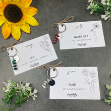 Load image into Gallery viewer, Birth Flower & Birthstone Crystal Chip Keyring