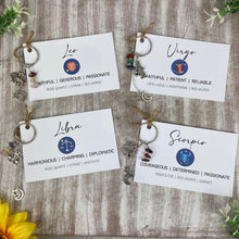 Load image into Gallery viewer, Zodiac Crystal Keyring