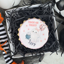 Load image into Gallery viewer, Personalised Halloween Ghost Biscuit