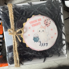 Load image into Gallery viewer, Personalised Halloween Ghost Biscuit