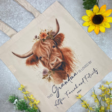 Load image into Gallery viewer, Personalised Highland Cow Tote Bag