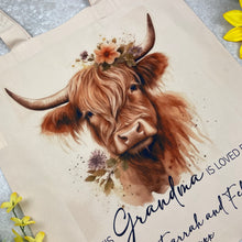 Load image into Gallery viewer, Personalised Highland Cow Tote Bag