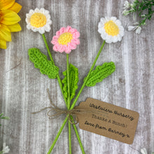 Load image into Gallery viewer, 🌼 Personalised "Thanks a Bunch" Crochet Daisies – Set of 3 🌼
