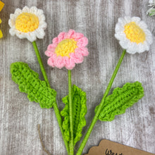 Load image into Gallery viewer, 🌼 Personalised "Thanks a Bunch" Crochet Daisies – Set of 3 🌼