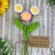 Load image into Gallery viewer, 🌼 Personalised "Thanks a Bunch" Crochet Daisies – Set of 3 🌼