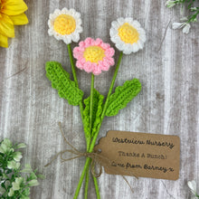 Load image into Gallery viewer, 🌼 Personalised "Thanks a Bunch" Crochet Daisies – Set of 3 🌼
