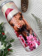 Load image into Gallery viewer, Pink Highland Cow Christmas Tumbler