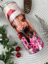 Load image into Gallery viewer, Pink Highland Cow Christmas Tumbler