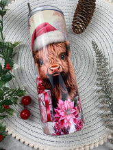 Load image into Gallery viewer, Pink Highland Cow Christmas Tumbler