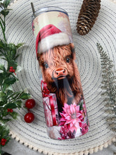 Load image into Gallery viewer, Pink Highland Cow Christmas Tumbler