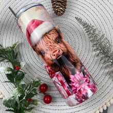 Load image into Gallery viewer, Pink Highland Cow Christmas Tumbler
