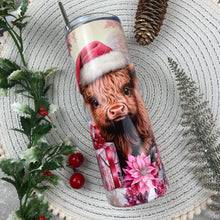 Load image into Gallery viewer, Pink Highland Cow Christmas Tumbler-The Persnickety Co