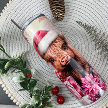 Load image into Gallery viewer, Pink Highland Cow Christmas Tumbler