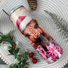 Load image into Gallery viewer, Pink Highland Cow Christmas Tumbler