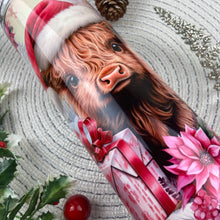 Load image into Gallery viewer, Pink Highland Cow Christmas Tumbler