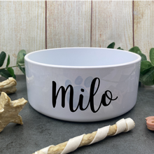 Load image into Gallery viewer, Personalised Dog Bowl with paw print
