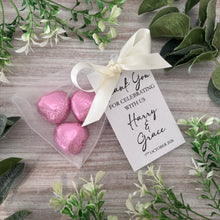 Load image into Gallery viewer, Personalised Wedding Favours - 3 x Foil Heart Chocolates