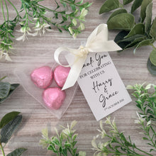 Load image into Gallery viewer, Personalised Wedding Favours - 3 x Foil Heart Chocolates