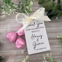 Load image into Gallery viewer, Personalised Wedding Favours - 3 x Foil Heart Chocolates