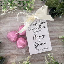 Load image into Gallery viewer, Personalised Wedding Favours - 3 x Foil Heart Chocolates