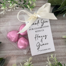Load image into Gallery viewer, Personalised Wedding Favours - 3 x Foil Heart Chocolates