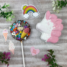 Load image into Gallery viewer, £5.00 Special Offer! Unicorn Bath Bomb and Chocolate Lollipop