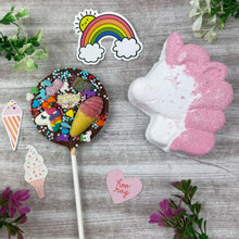 Load image into Gallery viewer, £5.00 Special Offer! Unicorn Bath Bomb and Chocolate Lollipop
